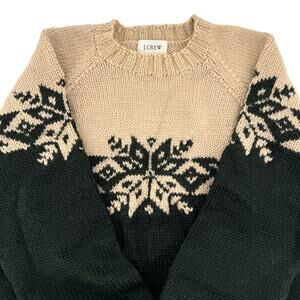 J.Crew Fair Isle Long Sleeve Chunky Knit 100% Wool Sweater Ski Winter-Mens Small